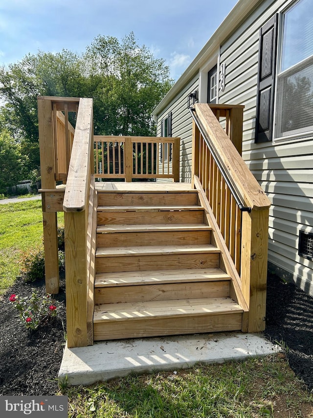 135 Crawford Quarry Rd, Falling Waters, WV 25419 - wooden terrace featuring stairway