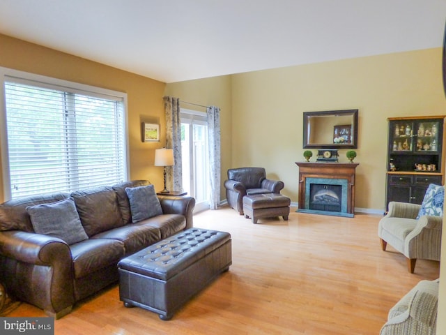 2543 Fairway Dr Unit 2543, York, PA 17402 - living room featuring light wood-style flooring, a fireplace, and baseboards