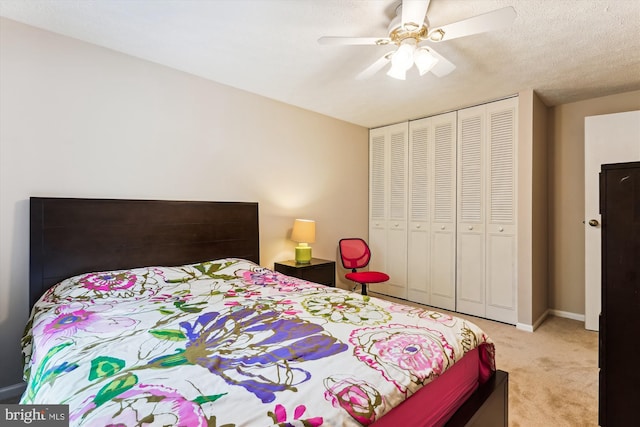 9175 Forest Lawn Ct, Springfield, VA 22152 - bedroom featuring light colored carpet, a closet, and a ceiling fan