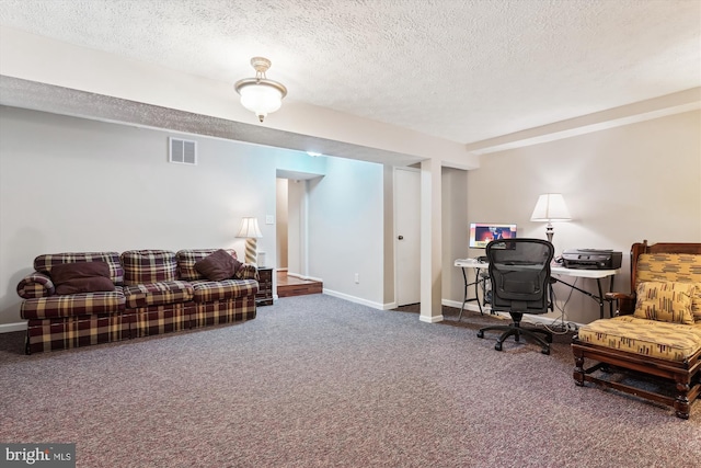 9175 Forest Lawn Ct, Springfield, VA 22152 - office area with carpet, a textured ceiling, and baseboards