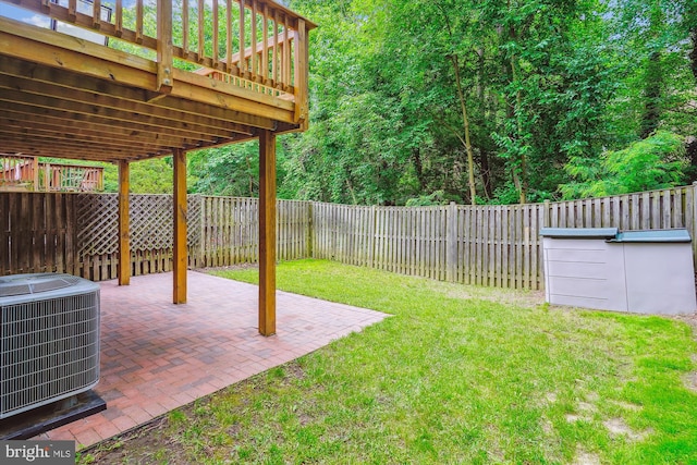 9175 Forest Lawn Ct, Springfield, VA 22152 - view of yard featuring central AC unit and a patio