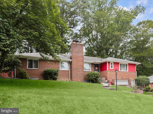 3807 24th Ave, Temple Hills, MD 20748 - ranch-style home featuring brick siding, a chimney, and a front lawn