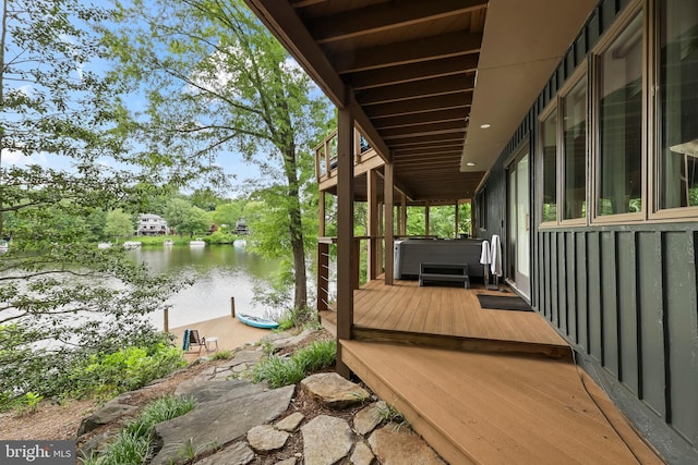 2201 Burgee Ct, Reston, VA 20191 - dock area with a hot tub and a deck with water view