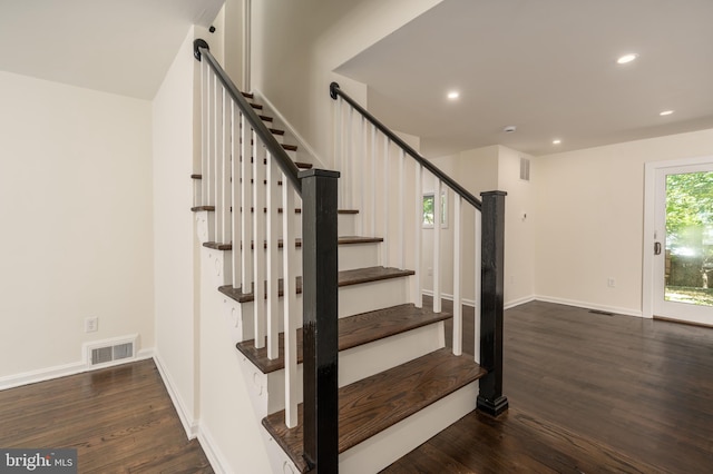 5312 Baltimore Ave, Chevy Chase, MD 20815 - stairway featuring wood finished floors, recessed lighting, and baseboards