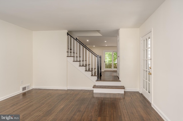 5312 Baltimore Ave, Chevy Chase, MD 20815 - entryway with hardwood / wood-style flooring, stairway, baseboards, and recessed lighting