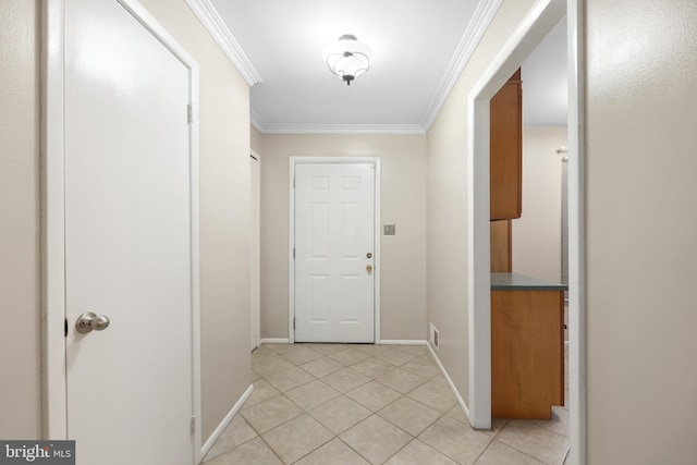 2893 Sutton Oaks Ln, Vienna, VA 22181 - entryway featuring light tile patterned floors, ornamental molding, and baseboards