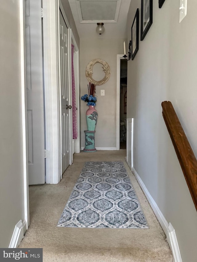 5431 Plymouth Meadows Ct, Fairfax, VA 22032 - hallway with carpet floors and attic access