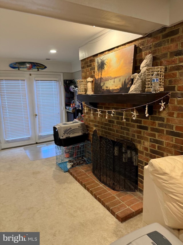 5431 Plymouth Meadows Ct, Fairfax, VA 22032 - living room with a fireplace and carpet floors