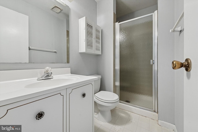 289 Summit House Unit 289, West Chester, PA 19382 - bathroom featuring vanity, a shower stall, and toilet