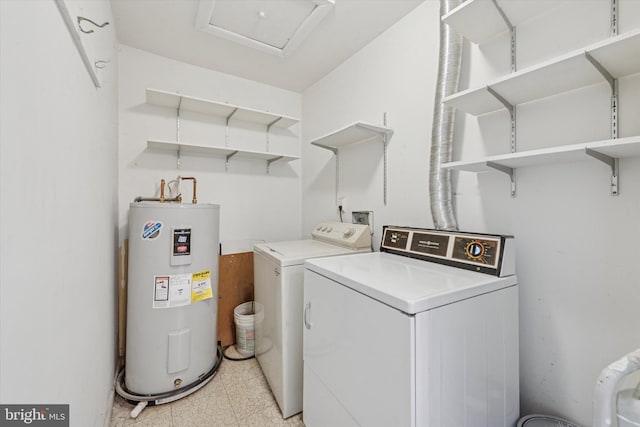 289 Summit House Unit 289, West Chester, PA 19382 - washroom featuring water heater, washer and dryer, and attic access