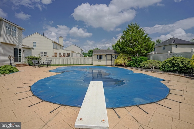 618 Walden Way, Lumberton, NJ 08048 - view of pool featuring a patio, a diving board, a fenced backyard, and a residential view