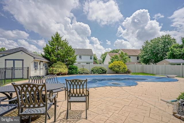 618 Walden Way, Lumberton, NJ 08048 - view of pool featuring a patio area, a fenced backyard, outdoor dining area, and a residential view