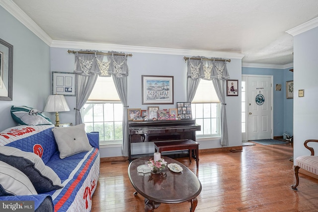 618 Walden Way, Lumberton, NJ 08048 - living room featuring ornamental molding, wood-type flooring, and baseboards