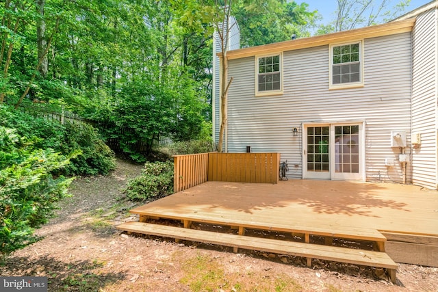 9147 Everett Ct, Springfield, VA 22152 - back of property featuring a chimney and a wooden deck