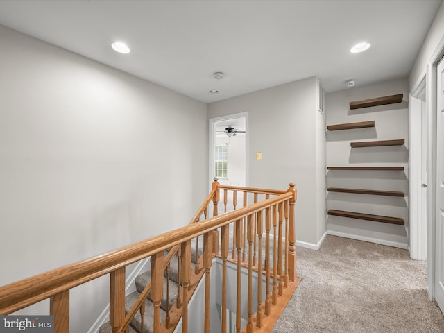 6290 Pinyon Pine Ct, Eldersburg, MD 21784 - hall featuring an upstairs landing, carpet floors, and recessed lighting
