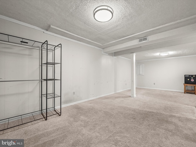 6290 Pinyon Pine Ct, Eldersburg, MD 21784 - finished basement with a textured ceiling, carpet floors, and ornamental molding