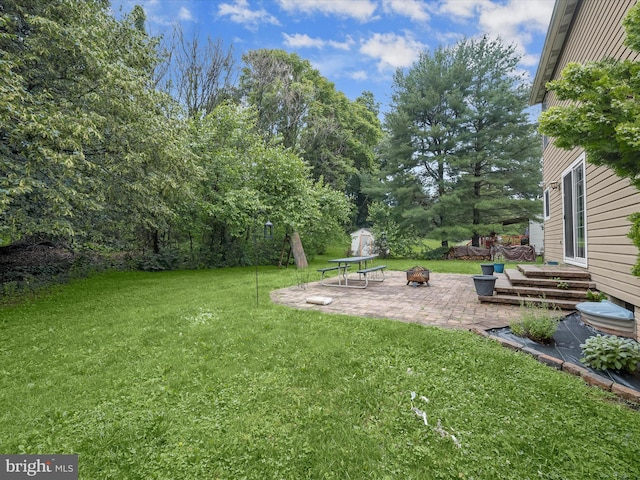6290 Pinyon Pine Ct, Eldersburg, MD 21784 - view of green lawn featuring an outdoor fire pit and a patio