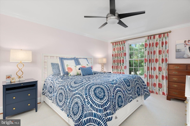 3277 Sutton Pl NW Unit C, Washington, DC 20016 - bedroom with crown molding, carpet flooring, and a ceiling fan