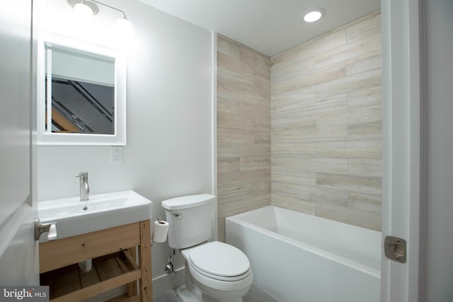 801 N 16th St Unit 1, Philadelphia, PA 19130 - full bath featuring vanity, toilet, washtub / shower combination, and recessed lighting