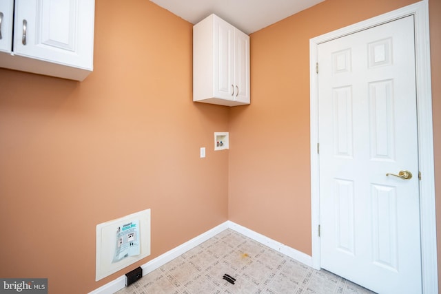 386 Marlin Savage Rd, Accident, MD 21520 - laundry room with cabinet space, baseboards, washer hookup, and light floors