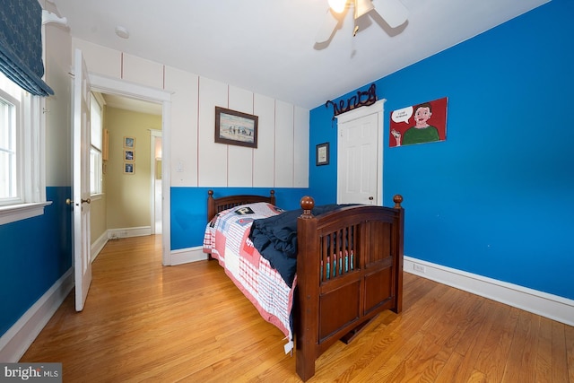 8317 High School Rd, Elkins Park, PA 19027 - bedroom with light wood-type flooring and a ceiling fan