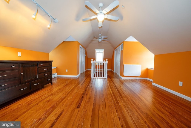 8317 High School Rd, Elkins Park, PA 19027 - additional living space with a ceiling fan, light wood-type flooring, and lofted ceiling