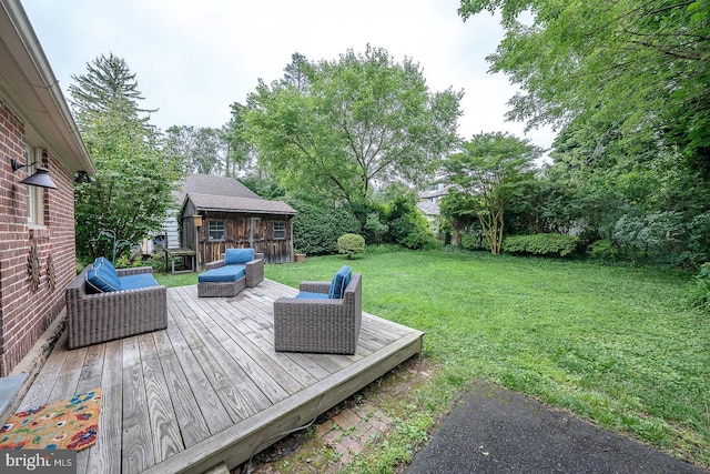 8317 High School Rd, Elkins Park, PA 19027 - wooden deck featuring a lawn and an outbuilding