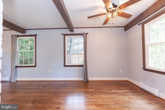 204 W Irvin Ave W, Hagerstown, MD 21742 - spare room with baseboard heating, beamed ceiling, healthy amount of natural light, and wood finished floors