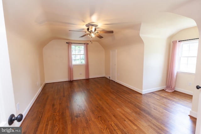 204 W Irvin Ave W, Hagerstown, MD 21742 - additional living space featuring a ceiling fan, wood finished floors, vaulted ceiling, and arched walkways