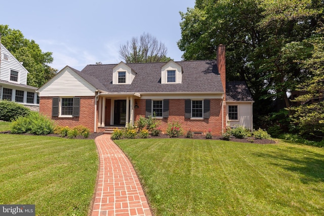 204 W Irvin Ave W, Hagerstown, MD 21742 - cape cod-style house with brick siding, a front lawn, a chimney, and roof with shingles