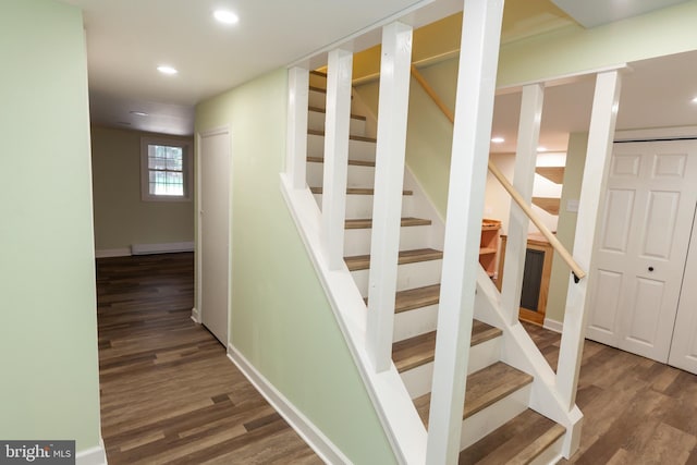 204 W Irvin Ave W, Hagerstown, MD 21742 - stairs featuring wood finished floors, baseboard heating, and recessed lighting