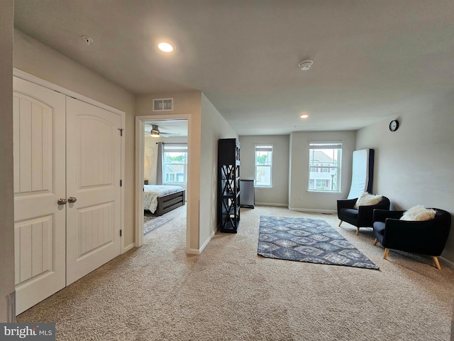 529 Birchwood Dr, Salisbury, MD 21804 - sitting room with carpet flooring, baseboards, recessed lighting, and a ceiling fan