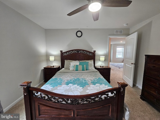 529 Birchwood Dr, Salisbury, MD 21804 - bedroom featuring light carpet, baseboards, and ceiling fan