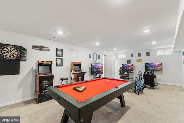 325 Hickory Ridge Cir, York, PA 17404 - recreation room featuring carpet flooring, pool table, recessed lighting, and baseboards