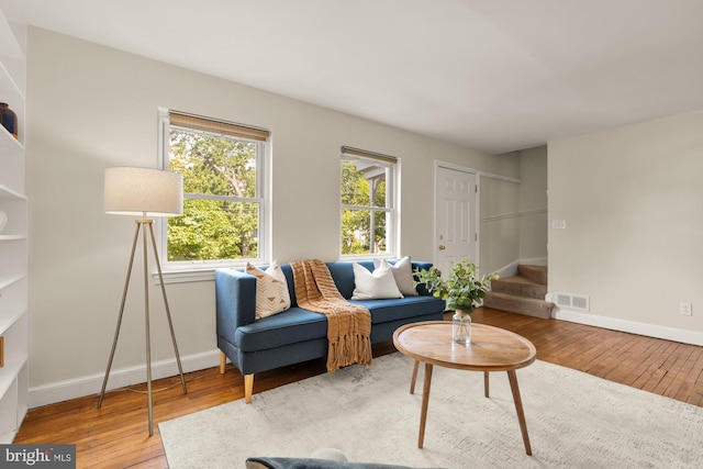 7307 15th Ave, Takoma Park, MD 20912 - living room with hardwood / wood-style flooring and stairway