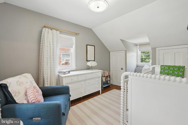 1615 Webster St NE, Washington, DC 20017 - bedroom featuring vaulted ceiling and dark wood-style flooring