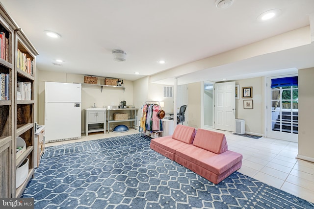 1615 Webster St NE, Washington, DC 20017 - tiled living room featuring a sink and recessed lighting