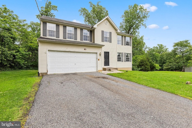 7525 Gum Spring Rd, Baltimore, MD 21237 - view of front of home featuring driveway, a garage, and a front lawn