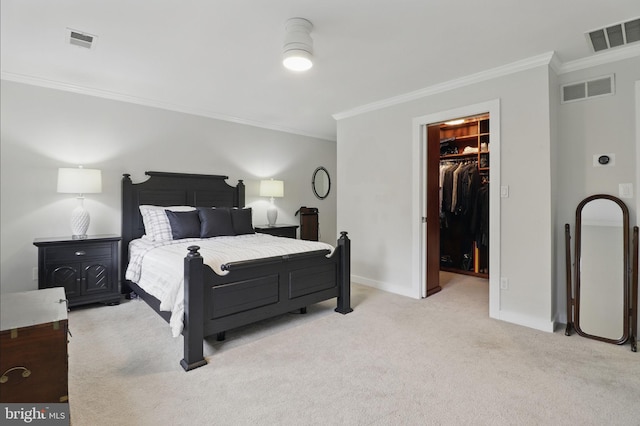 1367 Cedar Ave, Annapolis, MD 21403 - bedroom featuring crown molding, a spacious closet, light carpet, a closet, and baseboards