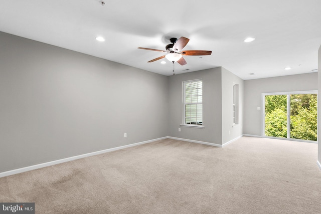 9778 Peace Springs Rdg, Laurel, MD 20723 - spare room featuring a ceiling fan, recessed lighting, and light carpet