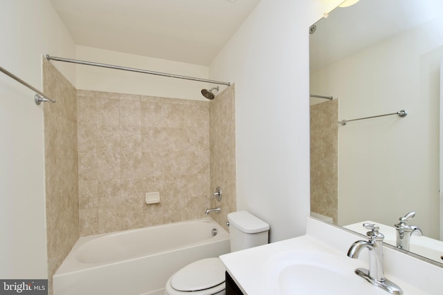 17023 Gibson Mill Rd, Dumfries, VA 22026 - bathroom featuring toilet, vanity, and tub / shower combination
