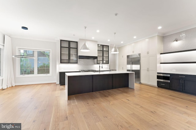 1554 Davidson Rd, Mclean, VA 22101 - kitchen featuring built in fridge, custom range hood, wall oven, light countertops, and a sink