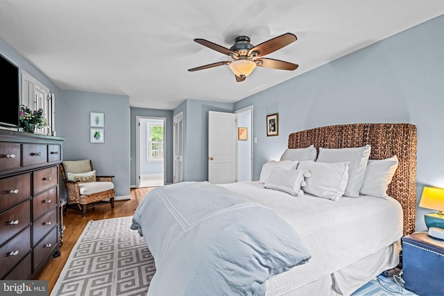 363 Colket Ln, Wayne, PA 19087 - bedroom with dark wood-type flooring, ceiling fan, and baseboards