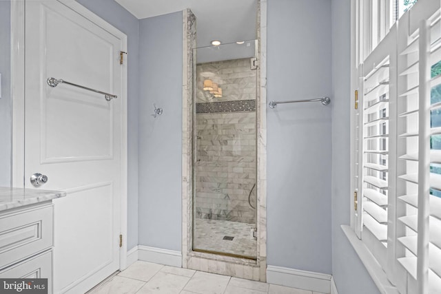 363 Colket Ln, Wayne, PA 19087 - full bathroom featuring baseboards, a shower stall, and recessed lighting