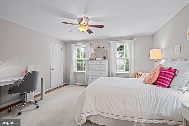 363 Colket Ln, Wayne, PA 19087 - bedroom with carpet, baseboards, ceiling fan, and a desk