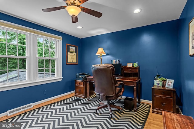 363 Colket Ln, Wayne, PA 19087 - office featuring wood finished floors, a ceiling fan, baseboards, and recessed lighting