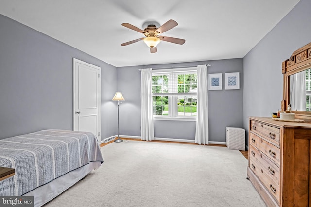 363 Colket Ln, Wayne, PA 19087 - bedroom with light colored carpet, baseboards, and a ceiling fan