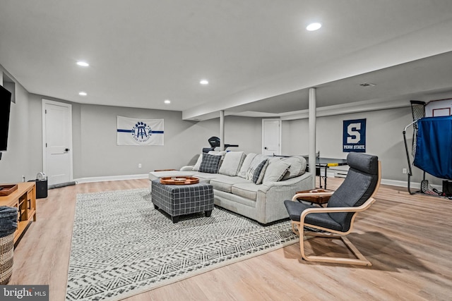 363 Colket Ln, Wayne, PA 19087 - living room featuring recessed lighting, wood finished floors, and baseboards