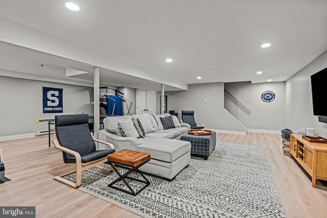 363 Colket Ln, Wayne, PA 19087 - living area with light wood-style flooring, baseboards, recessed lighting, and baseboard heating