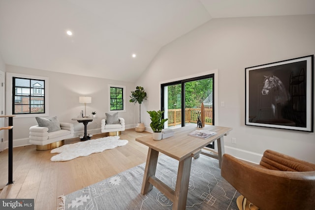5376 28th St NW, Washington, DC 20015 - office space featuring baseboards, wood finished floors, recessed lighting, and high vaulted ceiling